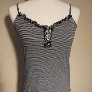 CLEARANCE SALE! Talbots Striped Ruffle Front Henley Tank Top - M